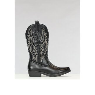 OP=OP.16.AV Schwarze Cowboystiefel in Lederoptik mit Nähten