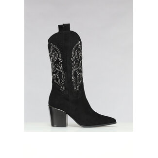 Schwarze Cowboystiefel mit Glitzersteinen