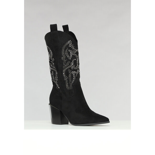 Schwarze Cowboystiefel mit Glitzersteinen