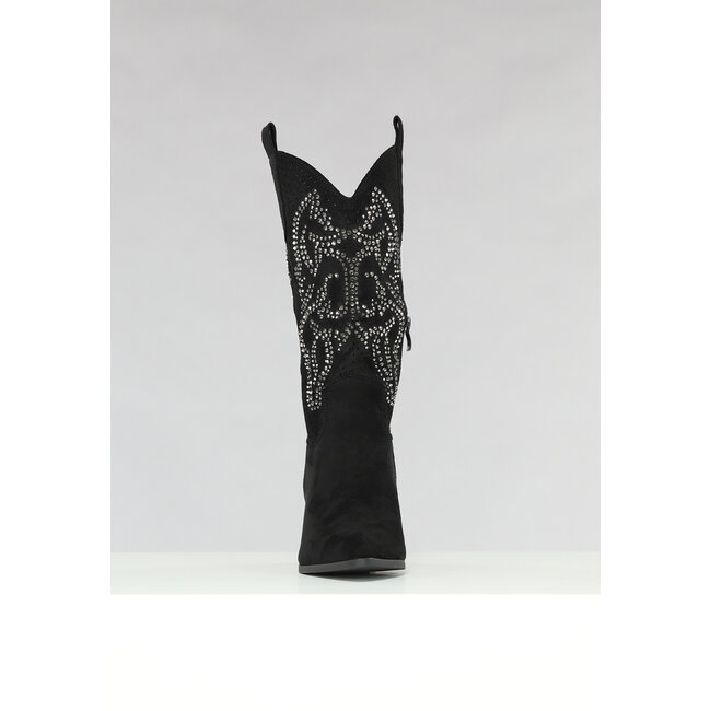 Schwarze Cowboystiefel mit Glitzersteinen