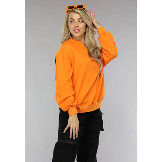 NEW0603 Orangefarbener Pullover mit Queen-Print