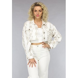 Ecru Jacke mit gesticktem Druck