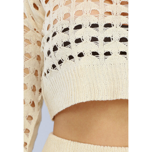 Beige gehäkeltes 2-teiliges Cover Up Set