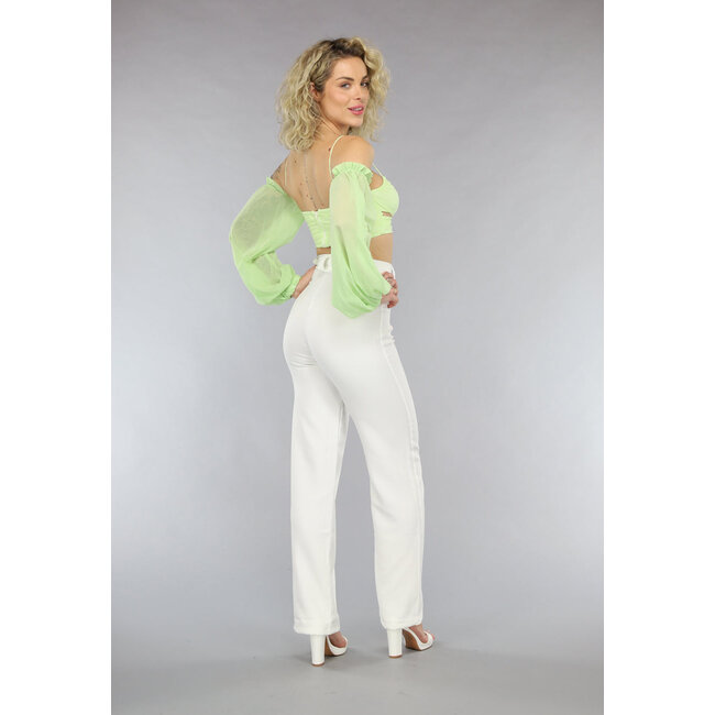 Schulterfreies Chiffon-Top in Hellgrün