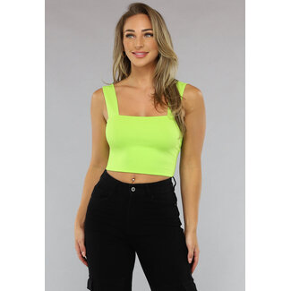 Limettengrünes Crop-Top mit Rundhalsausschnitt
