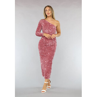 Rosa asymmetrisches Kleid mit Pailletten