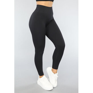 Schwarze Rippensport-Tights mit Scrunch-Effekt