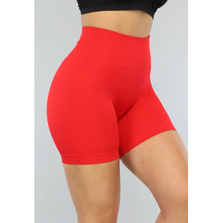 NEW2703 Rote Fitness-Shorts aus geripptem Stoff