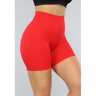 OP=OP.AV.03 Rote Fitness-Shorts aus geripptem Stoff