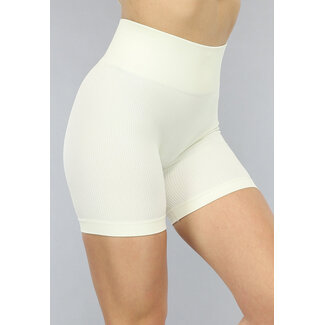 OP=OP.AV.03 Sportshorts in Ecru aus geripptem Stoff