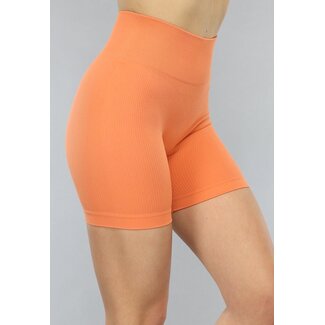NEW2003 Sportliche orangefarbene Shorts aus geripptem Stoff