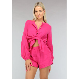 OP=OP.AV.04 Kurzer Satz Musselin-Stoff in Fuchsia