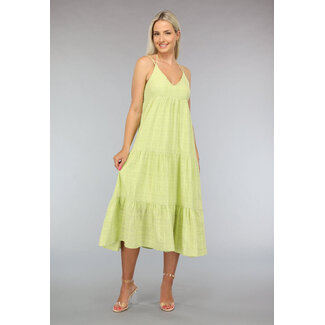 NEW0304 Apfelgrünes Bohemian Kleid in lockerer Passform