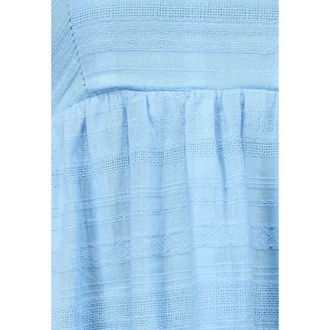 Blaues langes fließendes Kleid mit Schnüren