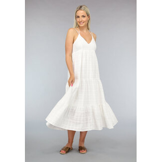 NEW0304 Langes weißes Strandkleid mit Schleifendetail