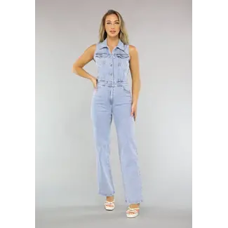 Redial Jeans Blauer Denim-Overall ohne Ärmel