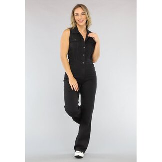 Redial Jeans Schwarzer ärmelloser Denim-Jumpsuit
