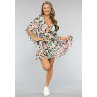 Bedrucktes Skaterkleid mit Flair-Ärmeln