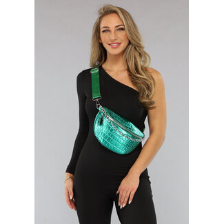 Grüne Metallic-Kroko-Gürteltasche
