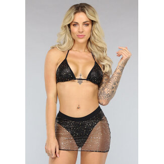2-teiliges Bikini-Set mit Pads und Goldglitter