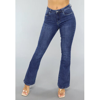 NEW0304 Dunkelblaue Mid Waist Flair Jeans