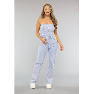 Redial Jeans Trägerloser Denim-Jumpsuit mit geradem Bein