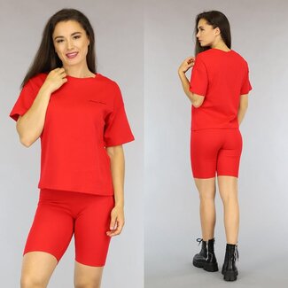 WELMONTA Rotes übergroßes French Touch T-Shirt Größe M/L