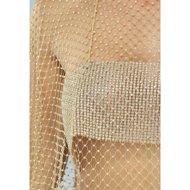 2-teiliges Gold-Fischnetz-Glitzer-Set