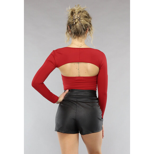 Rotes Stretch-Schlauchoberteil mit Bolero