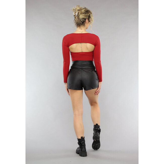 Rotes Stretch-Schlauchoberteil mit Bolero