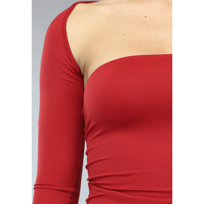 Rotes Stretch-Schlauchoberteil mit Bolero