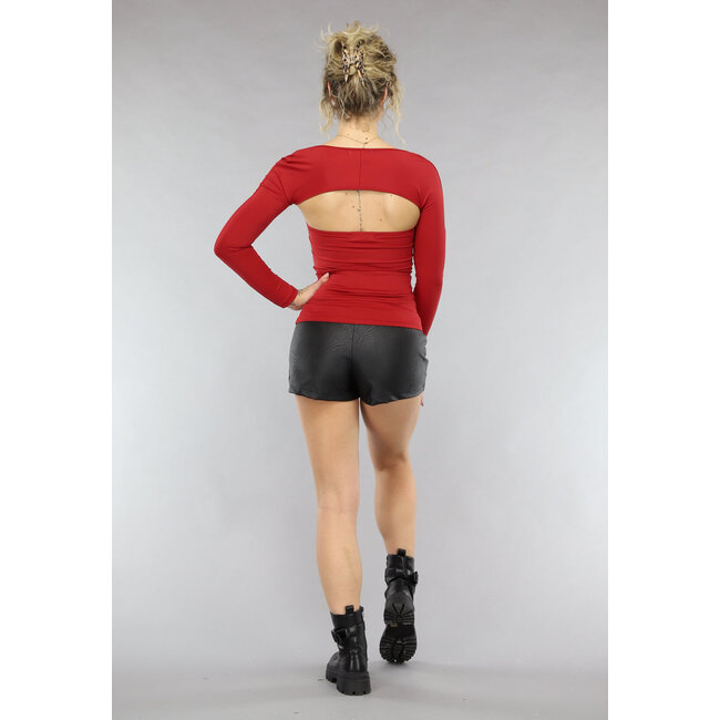Rotes Stretch-Schlauchoberteil mit Bolero
