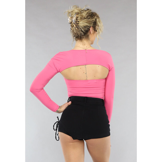Rosa dehnbares Bandeau-Top mit Bolero