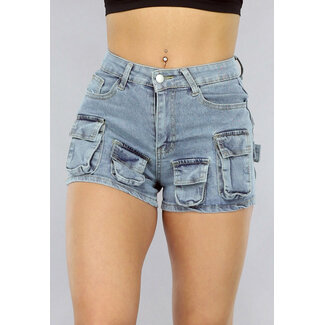 OP=OP.AV.05 Blaue Denim Cargo-Shorts