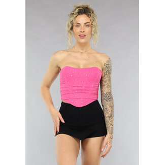 Fuchsiafarbenes Korsett-Top mit Glitzer