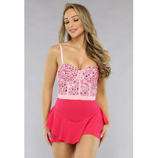 Hellrosa Bustier mit rosa Steinen