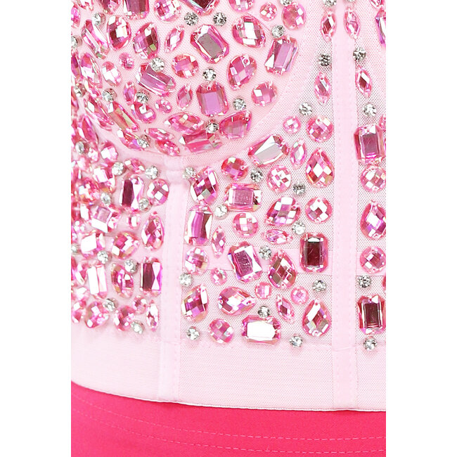 Hellrosa Bustier mit rosa Steinen