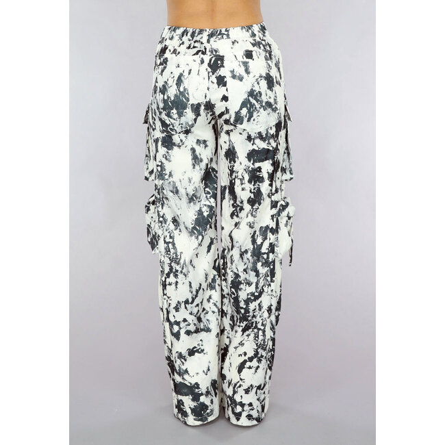 Tall Schwarz/Weiß Gepunktete Utility-Hose