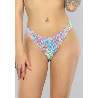 Gesmokter, frecher Bikini-Slip mit Blumendruck