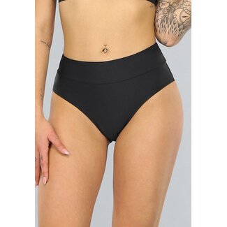 Schwarzer Bikini-Slip mit hoher Taille