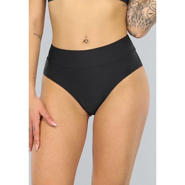 Schwarzer Bikini-Slip mit hoher Taille