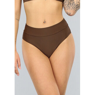 Brauner Bikini-Slip mit hoher Taille
