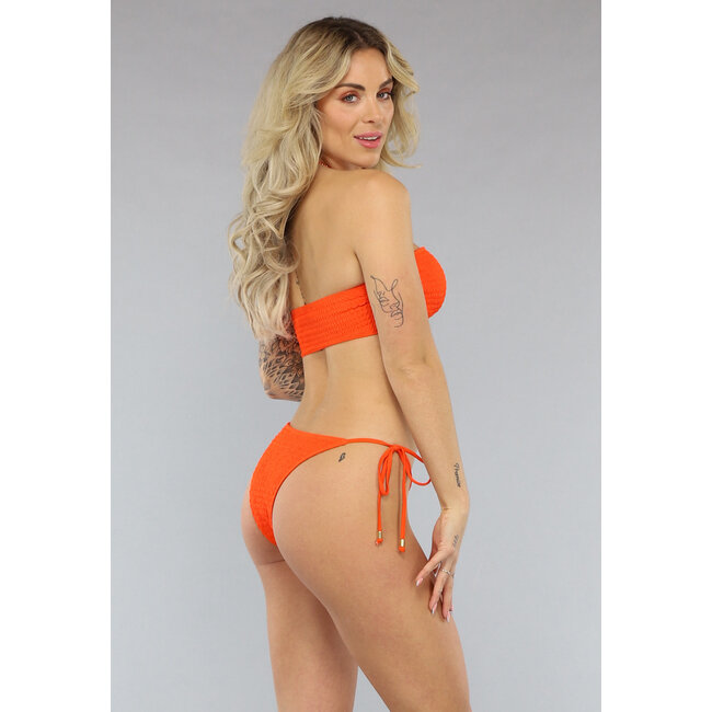 Gepolstertes Orange Bandeau-Bikinioberteil mit Haltemodell