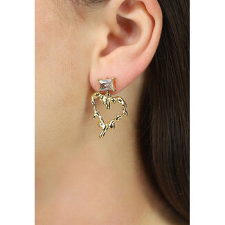 Goldtropfender Herz-Ohrring mit Diamant