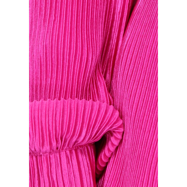 Fuchsia Plissé-Bluse mit Hose