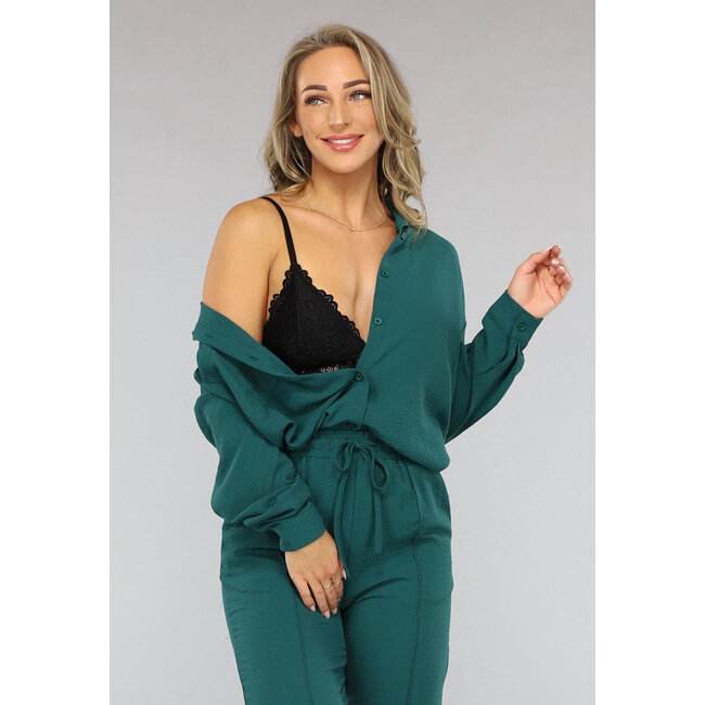 Dunkelgrünes 2-teiliges Set mit Bluse