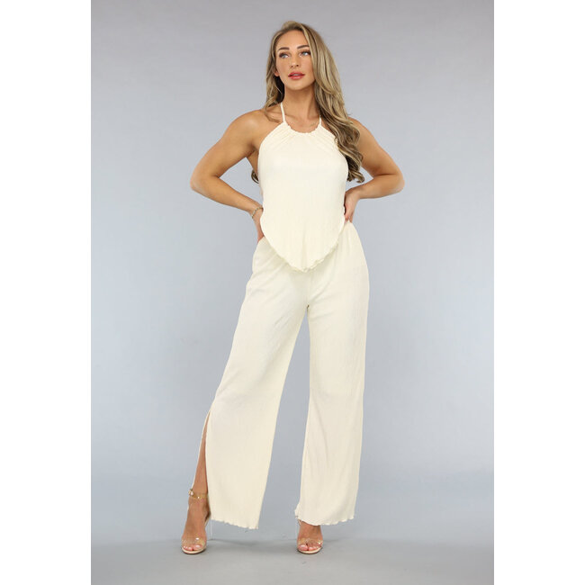 Ecru 2-teiliges Set mit Neckholder-Top