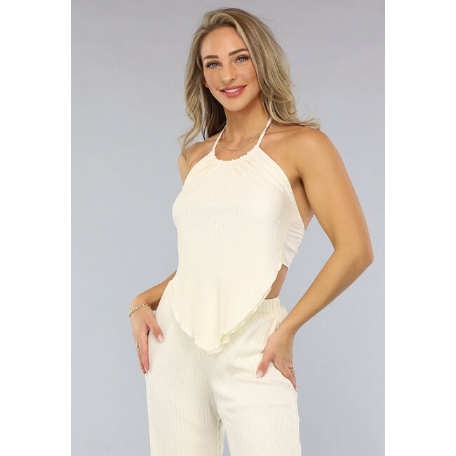 Ecru 2-teiliges Set mit Neckholder-Top