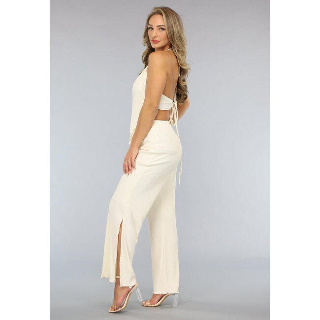 Ecru 2-teiliges Set mit Neckholder-Top