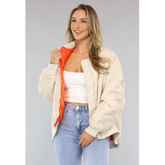 ORANJE-F Beige Bomberjacke mit plissiertem Rücken